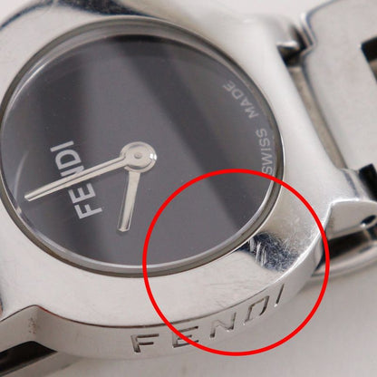 Fendi Orologi Stainless Steel Quartz Analog Display Black Dial Watch