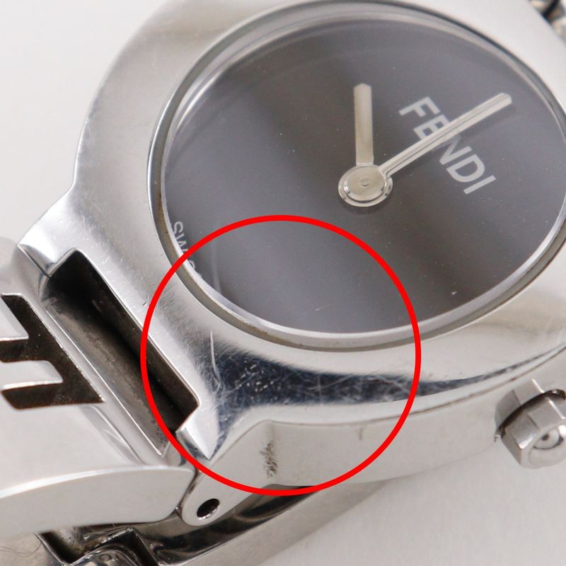 Fendi Orologi Stainless Steel Quartz Analog Display Black Dial Watch