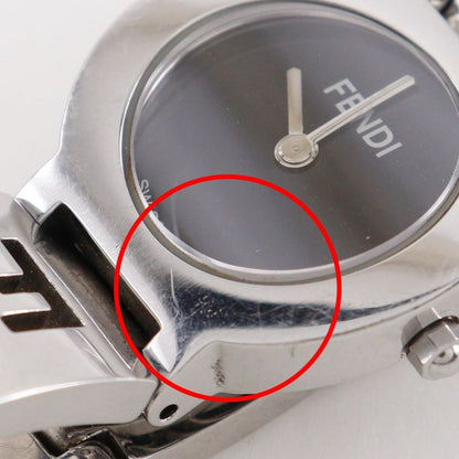 Fendi Orologi Stainless Steel Quartz Analog Display Black Dial Watch
