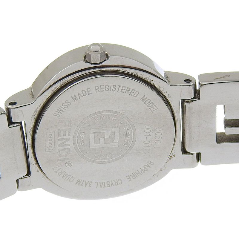 Fendi Orologi Stainless Steel Quartz Analog Display Black Dial Watch