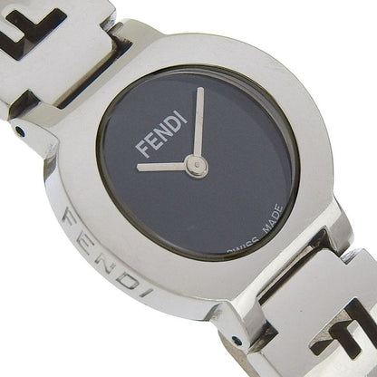 Fendi Orologi Stainless Steel Quartz Analog Display Black Dial Watch