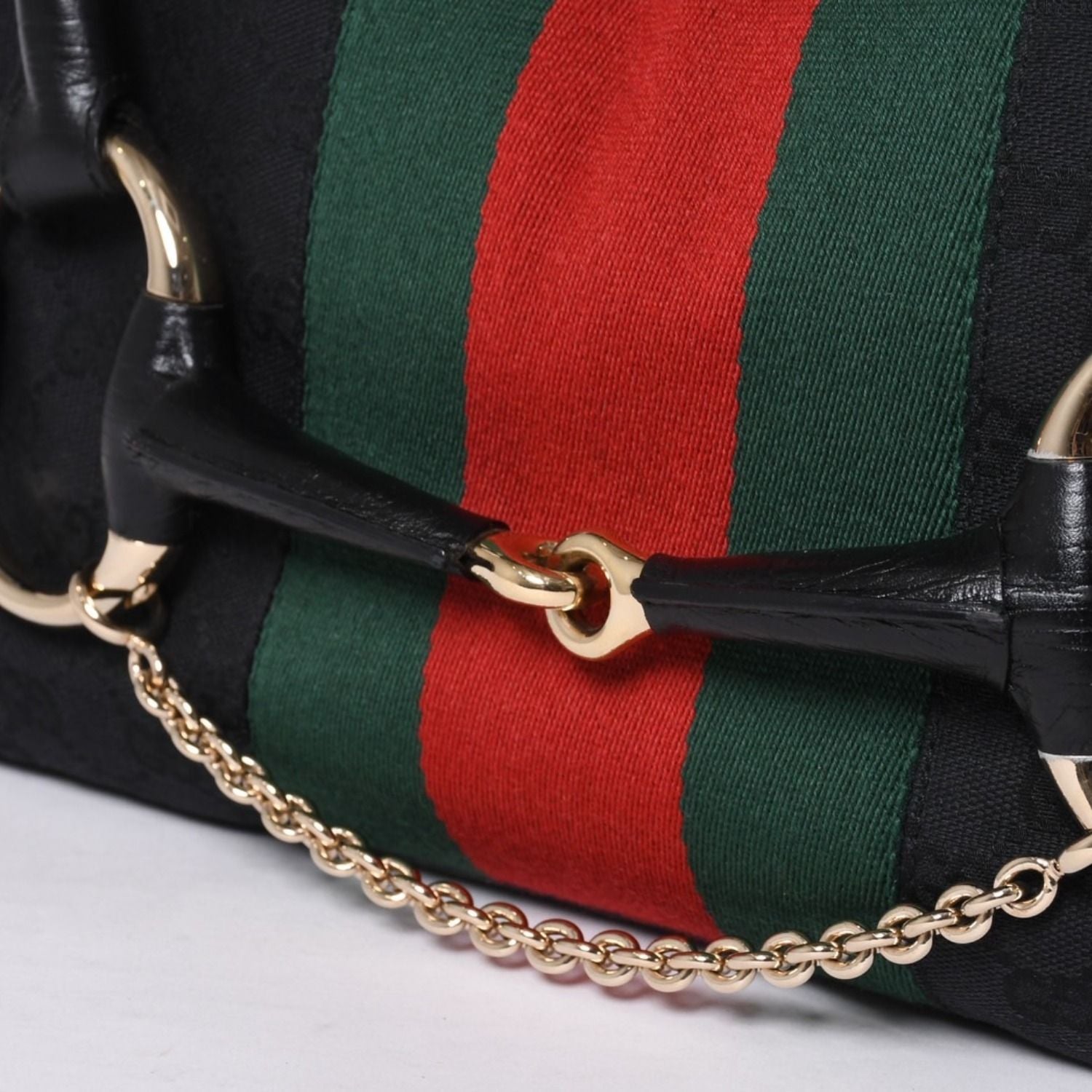 Gucci Horsebit Boston Handbag Sherry Line GG Canvas Black — view 6