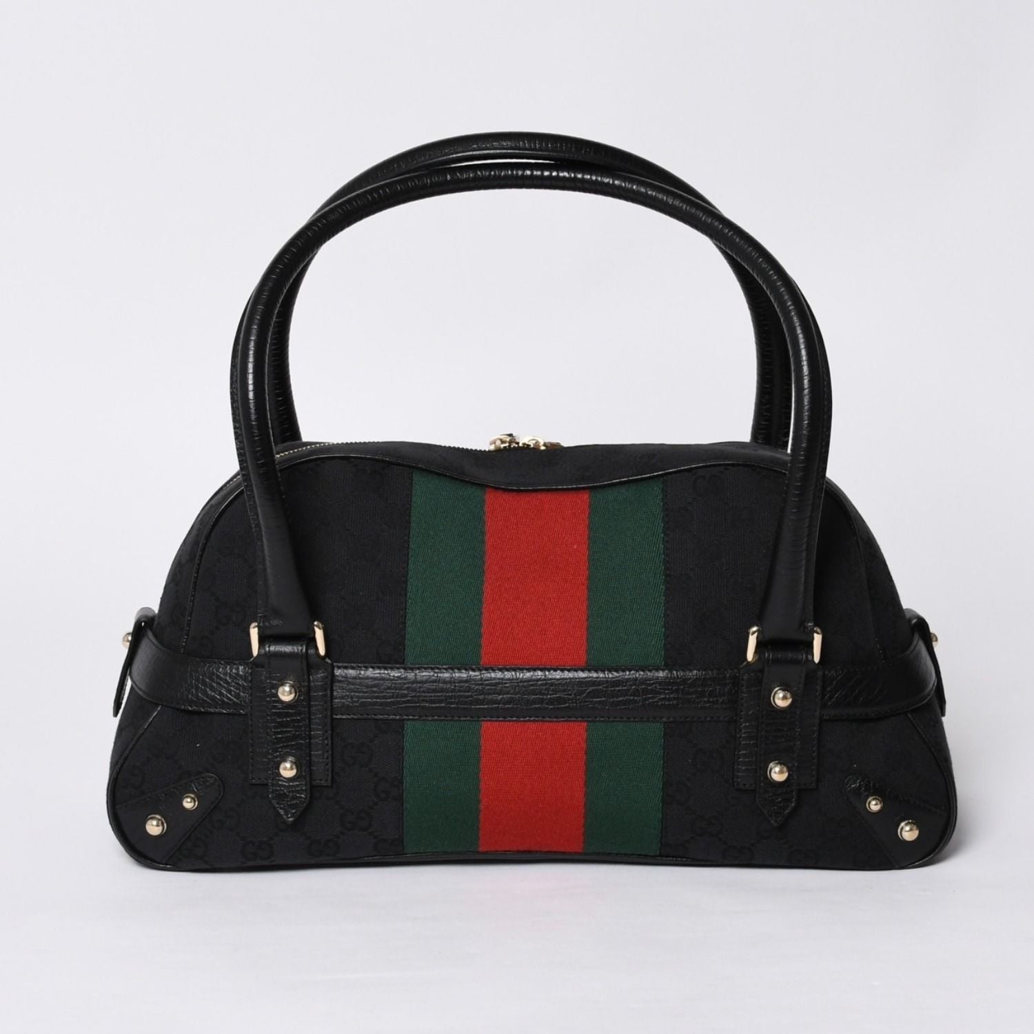 Gucci Horsebit Boston Handbag Sherry Line GG Canvas Black — view 2