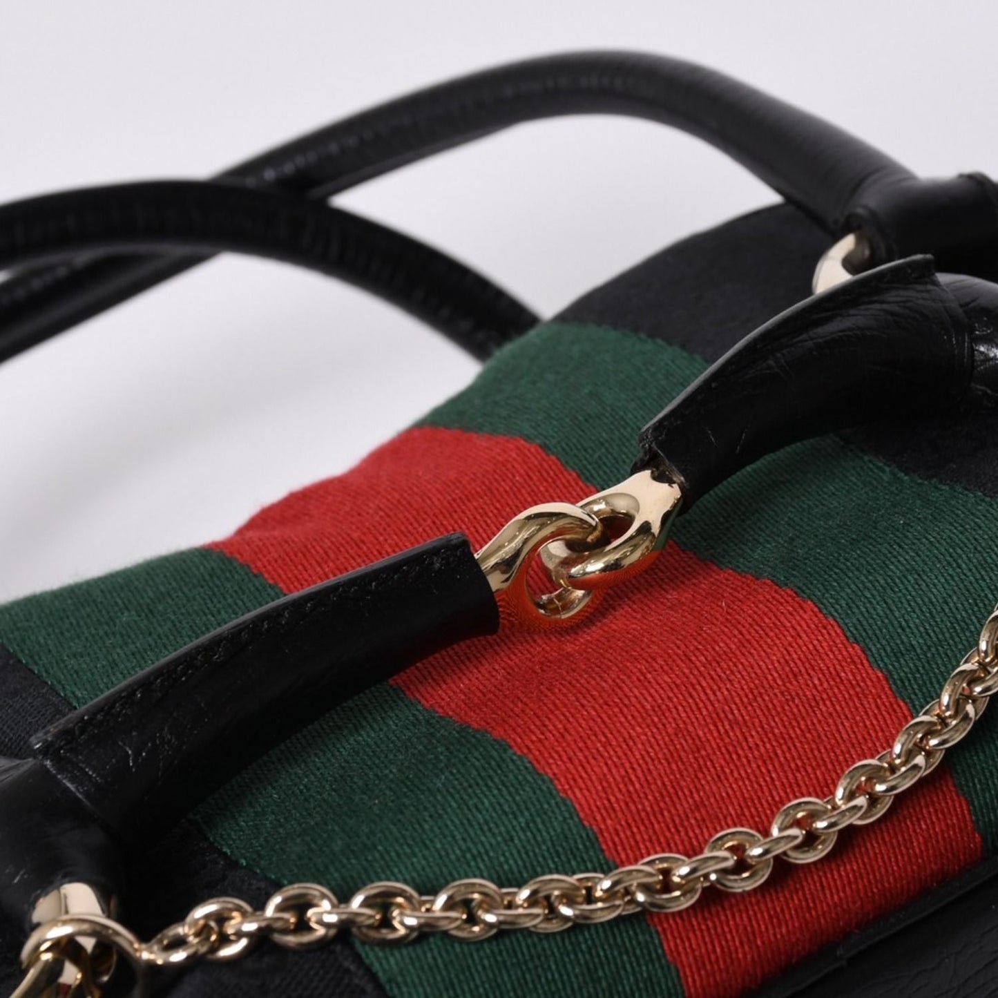 Gucci Horsebit Boston Handbag Sherry Line GG Canvas Black — view 7
