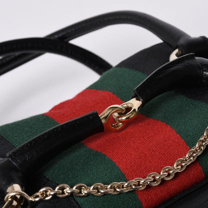Gucci Horsebit Boston Handbag Sherry Line GG Canvas Black — view 7