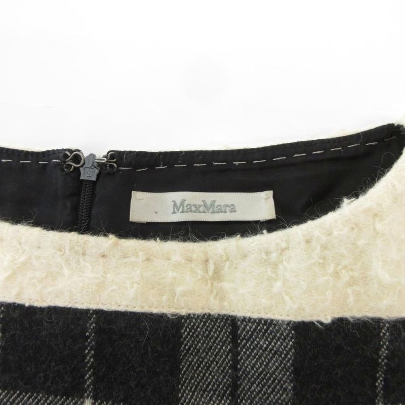 Max Mara White Tag Dress 36 Black Plaid Contrast