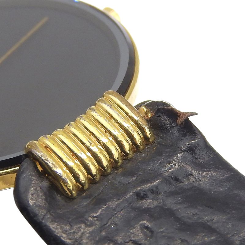 Dior Bakira 47. Gold Plated Leather Quartz Analog Display Black Dial Watch