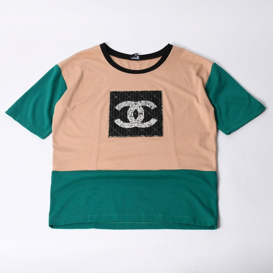 Chanel Short Sleeve T-Shirt CC Logo Multicolor Beads 50