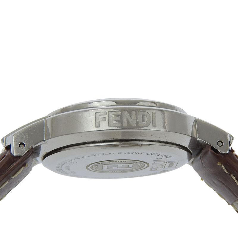 Fendi Orologi Stainless Steel Leather White Quartz Analog Display Dial Watch