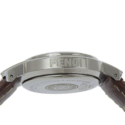 Fendi Orologi Stainless Steel Leather White Quartz Analog Display Dial Watch