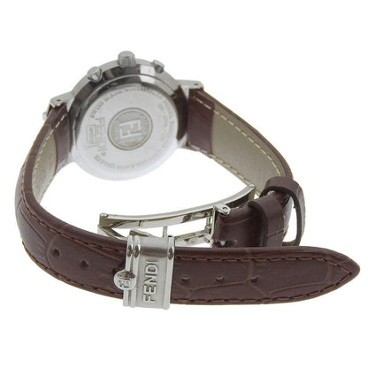 Fendi Orologi Stainless Steel Leather White Quartz Analog Display Dial Watch