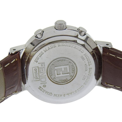 Fendi Orologi Stainless Steel Leather White Quartz Analog Display Dial Watch