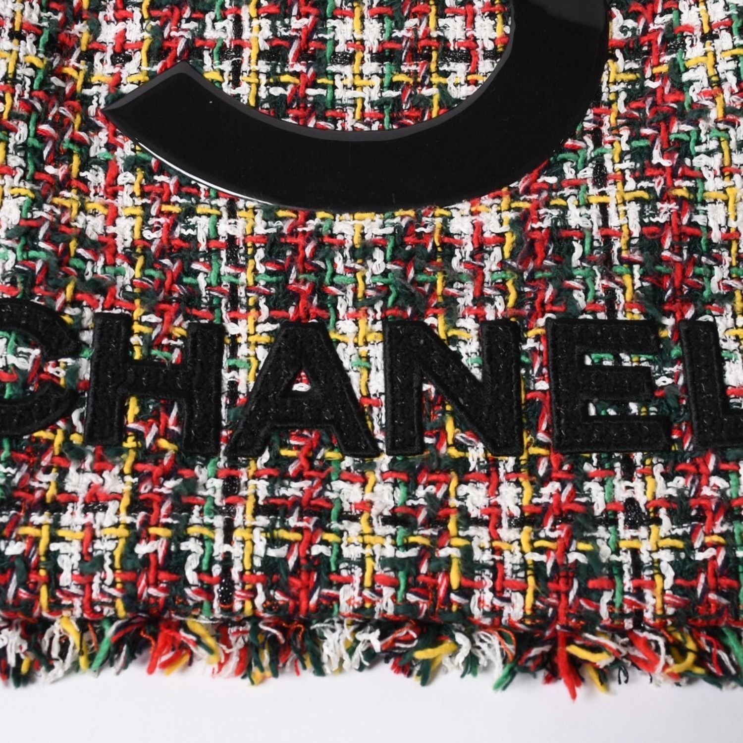 Chanel No 5 Tote Bag CC Logo Patch Tweed Leather Multicolor Silver — view 7