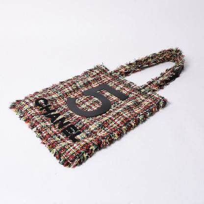 Chanel No 5 Tote Bag CC Logo Patch Tweed Leather Multicolor Silver — view 3