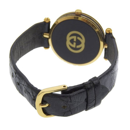 Gucci Sherry Line Gold Plated Quartz Analog Display Black Dial Watch