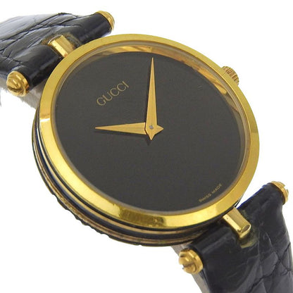 Gucci Sherry Line Gold Plated Quartz Analog Display Black Dial Watch