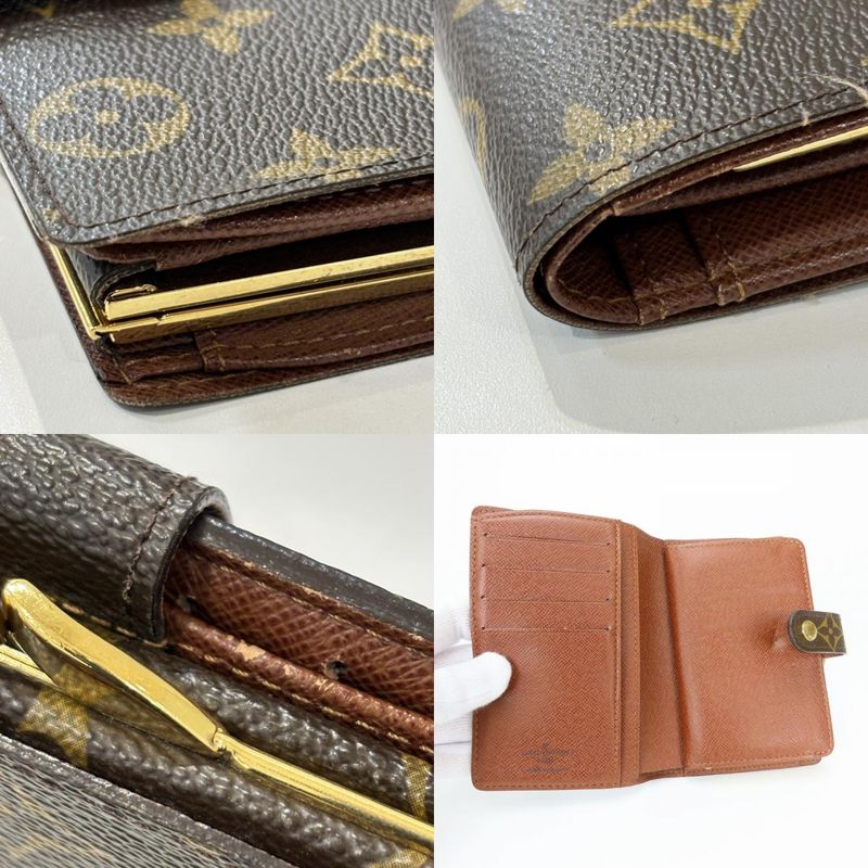 Louis Vuitton Bifold Wallet Porte Monet Viet Viennois Monogram Brown Clasp