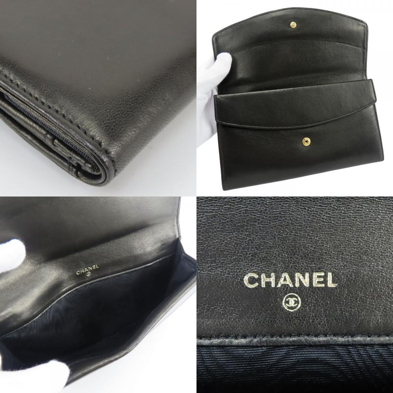 Chanel Bifold Wallet CC Logo Lambskin Black