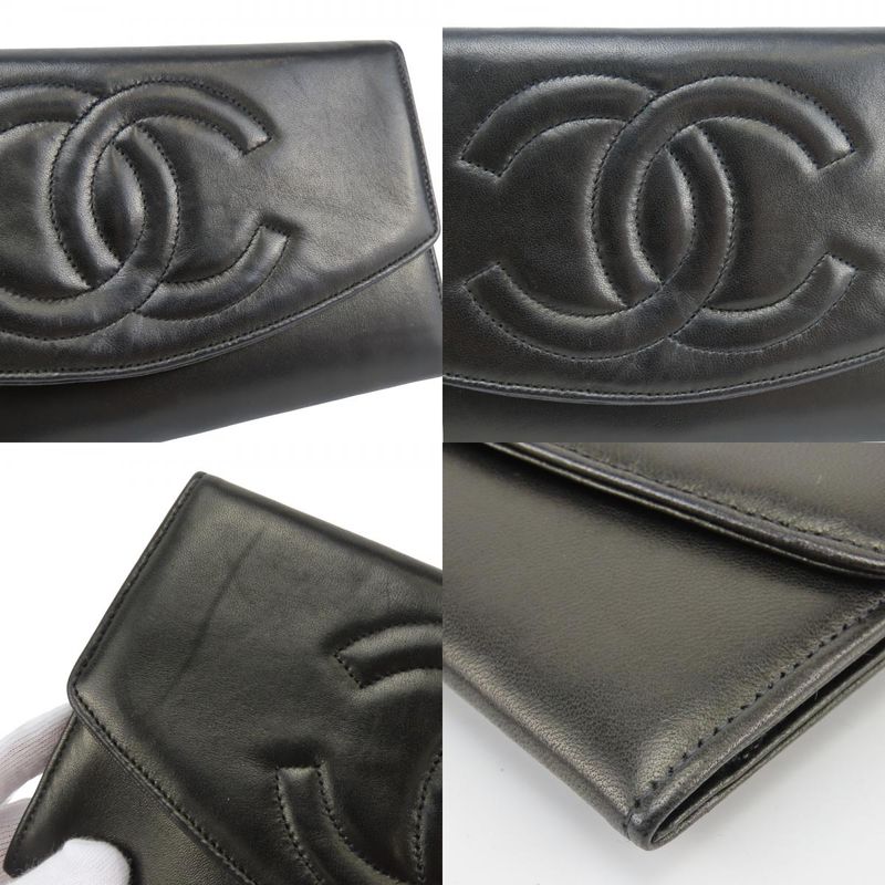 Chanel Bifold Wallet CC Logo Lambskin Black