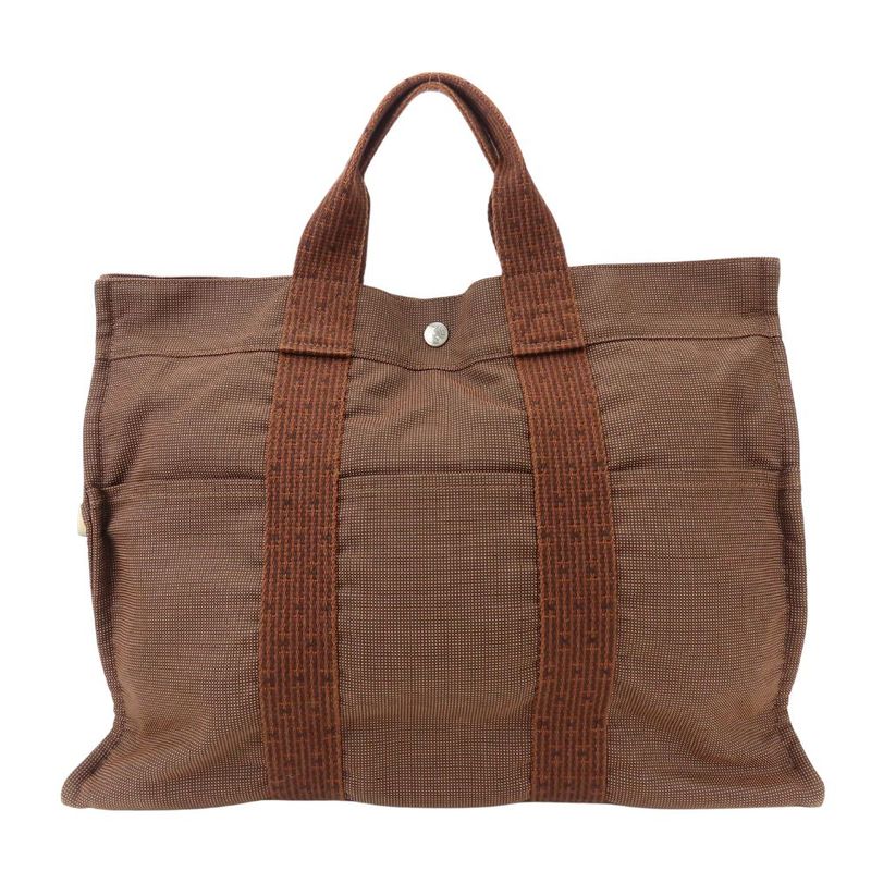 Hermes Tote Her Line MM Polyester Brown Vintage Everyday Use