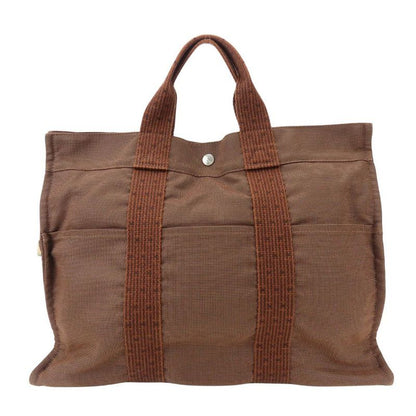 Hermes Tote Her Line MM Polyester Brown Vintage Everyday Use