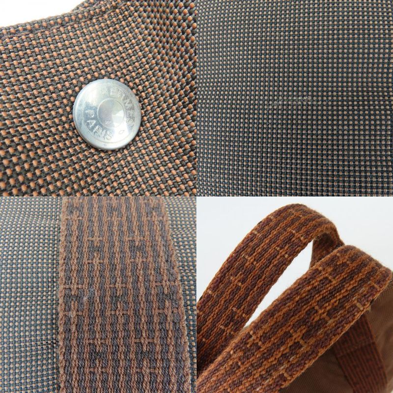 Hermes Tote Her Line MM Polyester Brown Vintage Everyday Use