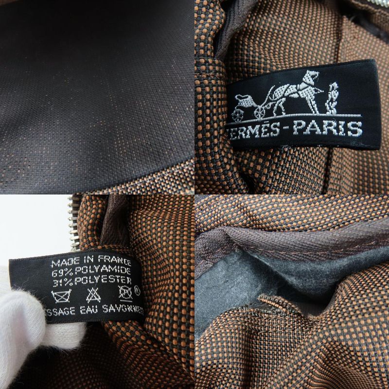 Hermes Tote Her Line MM Polyester Brown Vintage Everyday Use