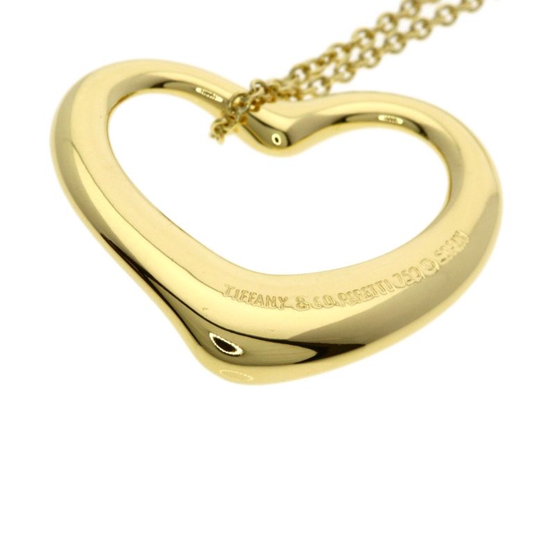 Tiffany & Co Open Heart Diamond Necklace 18k Yellow Gold