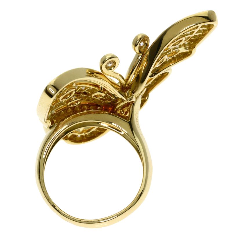 Van Cleef & Arpels Line Butterfly Entrelle Door Diamond 51 Ring 18k Yellow Gold