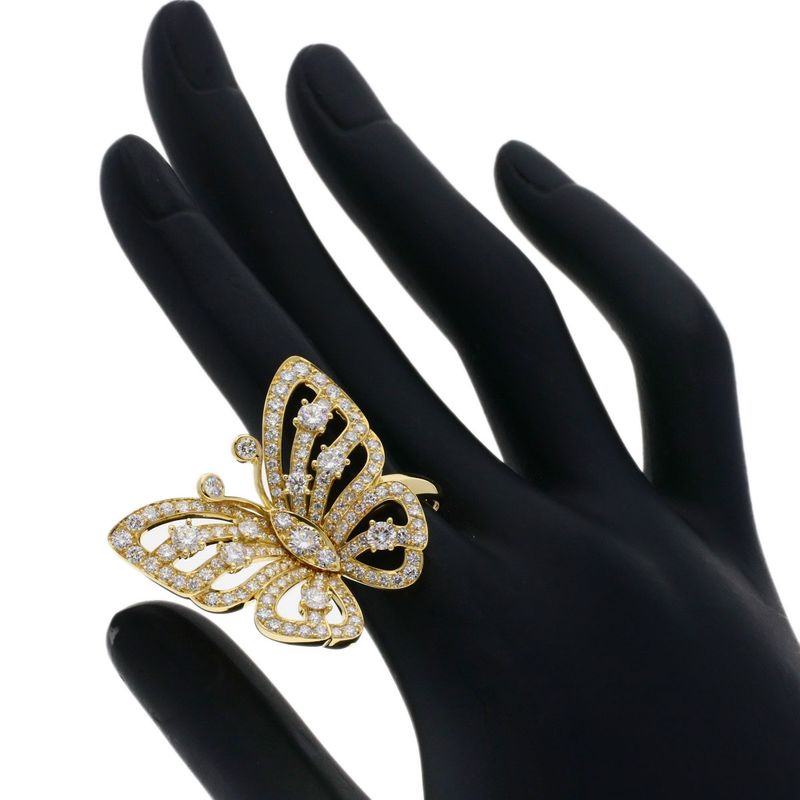 Van Cleef & Arpels Line Butterfly Entrelle Door Diamond 51 Ring 18k Yellow Gold