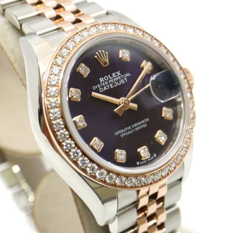 Rolex Datejust 28 Aubergine Diamond Random Watch SS PG Jubilee Bracelet