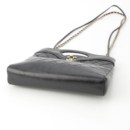 Chanel 31 Trantean Mini Shiny Calf Shopping 2-Way Shoulder Handbag Black