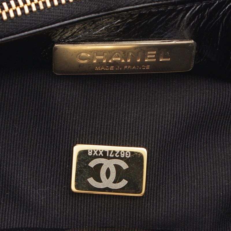 Chanel 31 Trantean Mini Shiny Calf Shopping 2-Way Shoulder Handbag Black