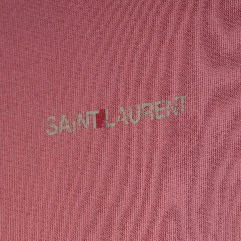 Saint Laurent Vintage Wash Front Logo Hoodie Top Pink