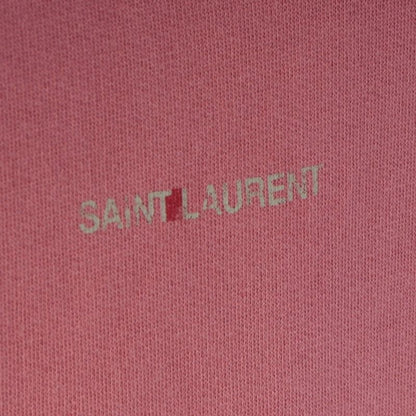 Saint Laurent Vintage Wash Front Logo Hoodie Top Pink