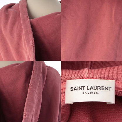 Saint Laurent Vintage Wash Front Logo Hoodie Top Pink