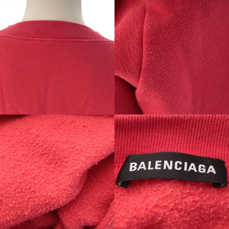 Balenciaga Cotton Small Logo Sweatshirt Top Red