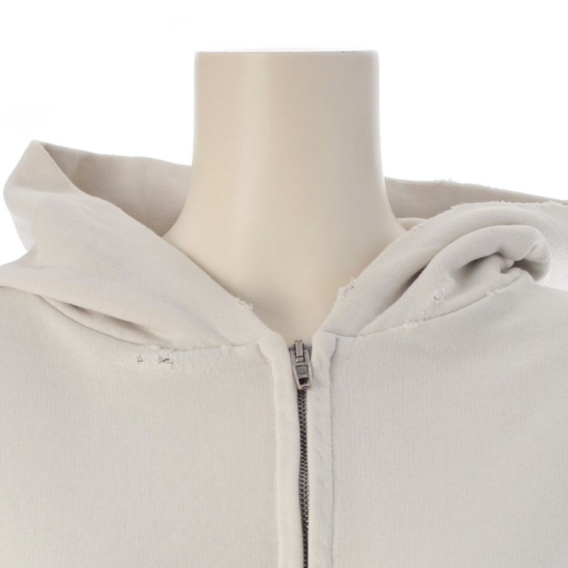 Balenciaga Cotton Logo Zip Up Hoodie Dirty Effect White Blue