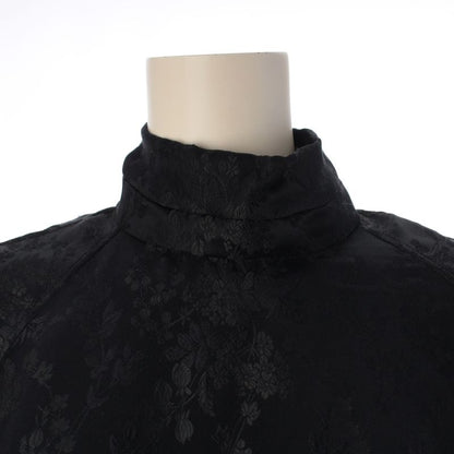 Saint Laurent Silk Floral Pattern Flower Belted Dress Black 36