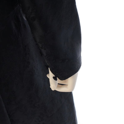 Saint Laurent Silk Floral Pattern Flower Belted Dress Black 36