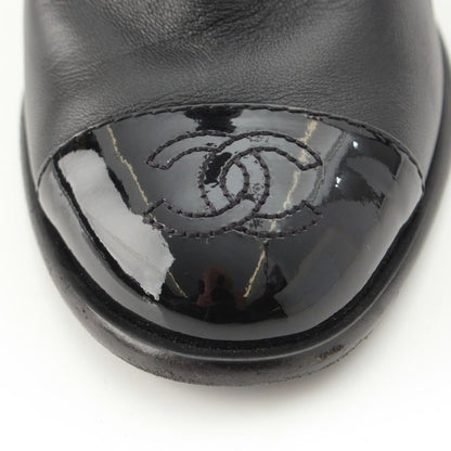 Chanel Leather CC Logo Belted Boots Black 35 2 1