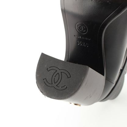Chanel Leather CC Logo Belted Boots Black 35 2 1