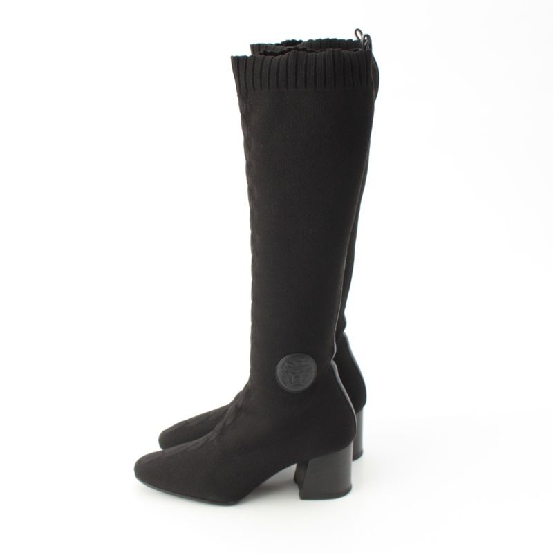 Hermes Knit Fontaine Long Boots Black 36
