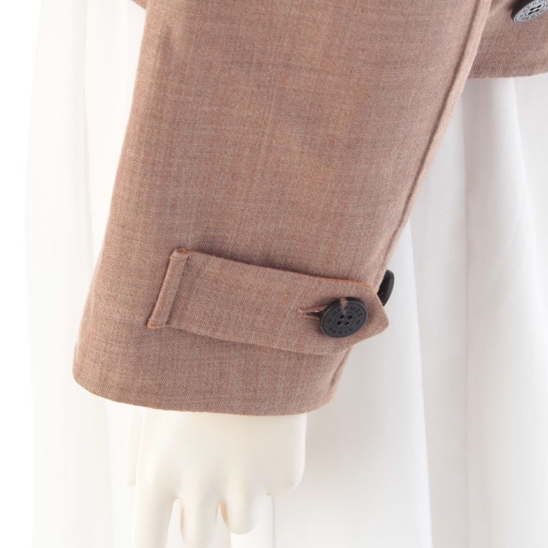 Hermes Cashmere Zip Up High Neck Jacket Orange Beige 34