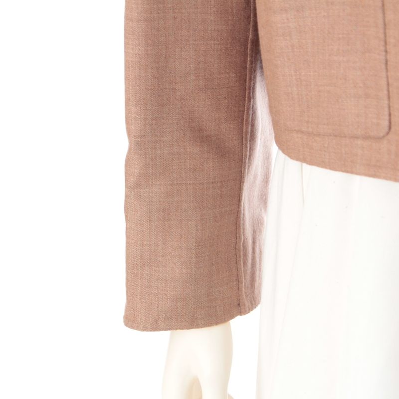 Hermes Cashmere Zip Up High Neck Jacket Orange Beige 34