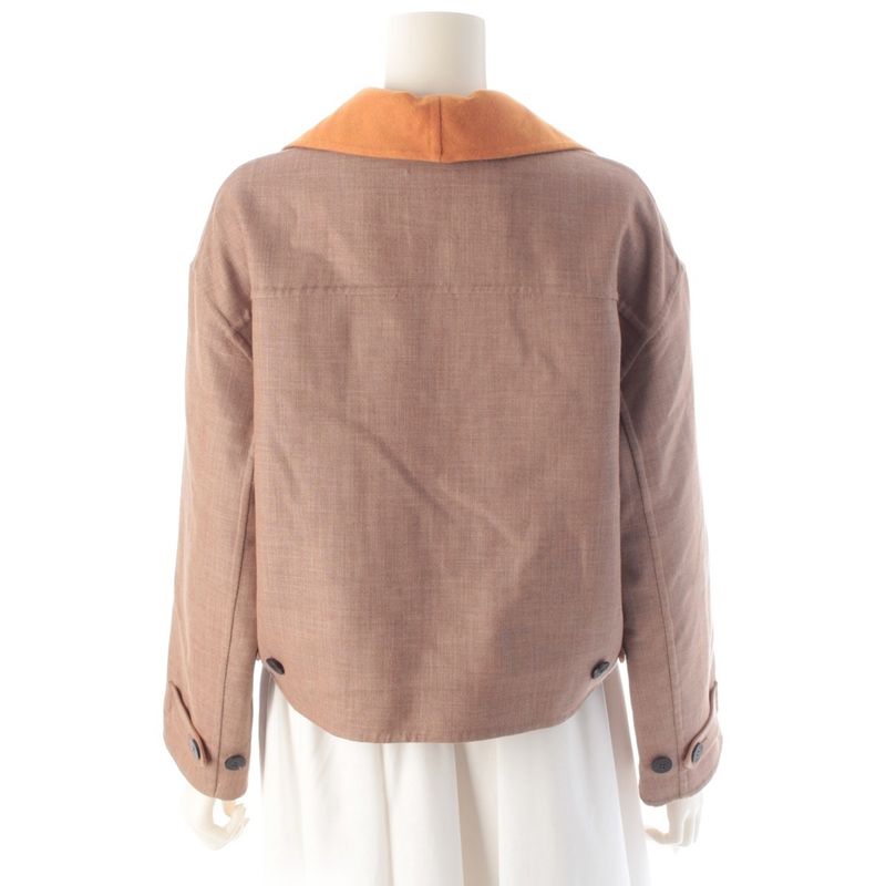 Hermes Cashmere Zip Up High Neck Jacket Orange Beige 34