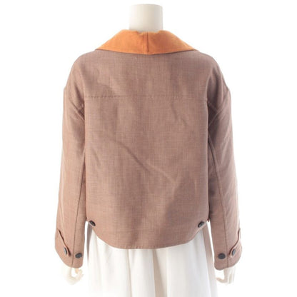 Hermes Cashmere Zip Up High Neck Jacket Orange Beige 34