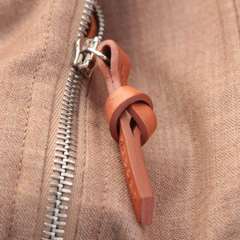 Hermes Cashmere Zip Up High Neck Jacket Orange Beige 34