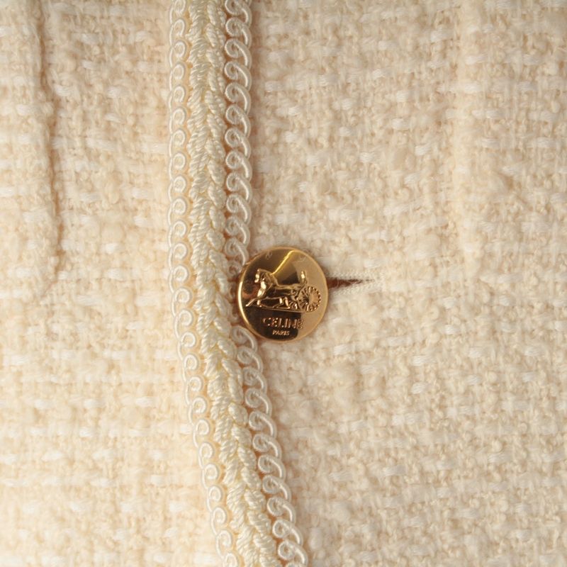 Celine Tweed Chass le Jacket White 34