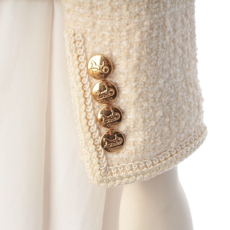 Celine Tweed Chass le Jacket White 34